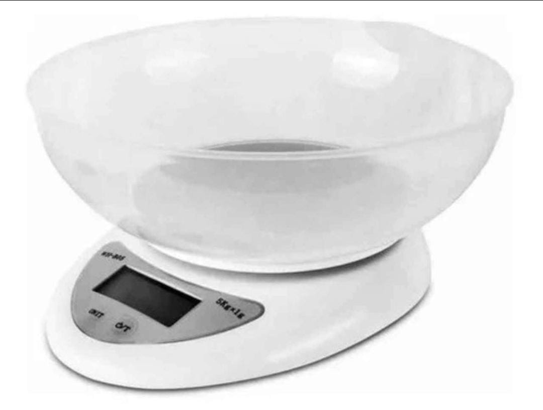 Balanza Digital Cocina Pesa de 1-5kg viene con bowl y Batería
