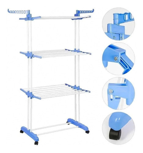 Tendedero Organizador Colgador Ropa Plegable 3 Niveles
