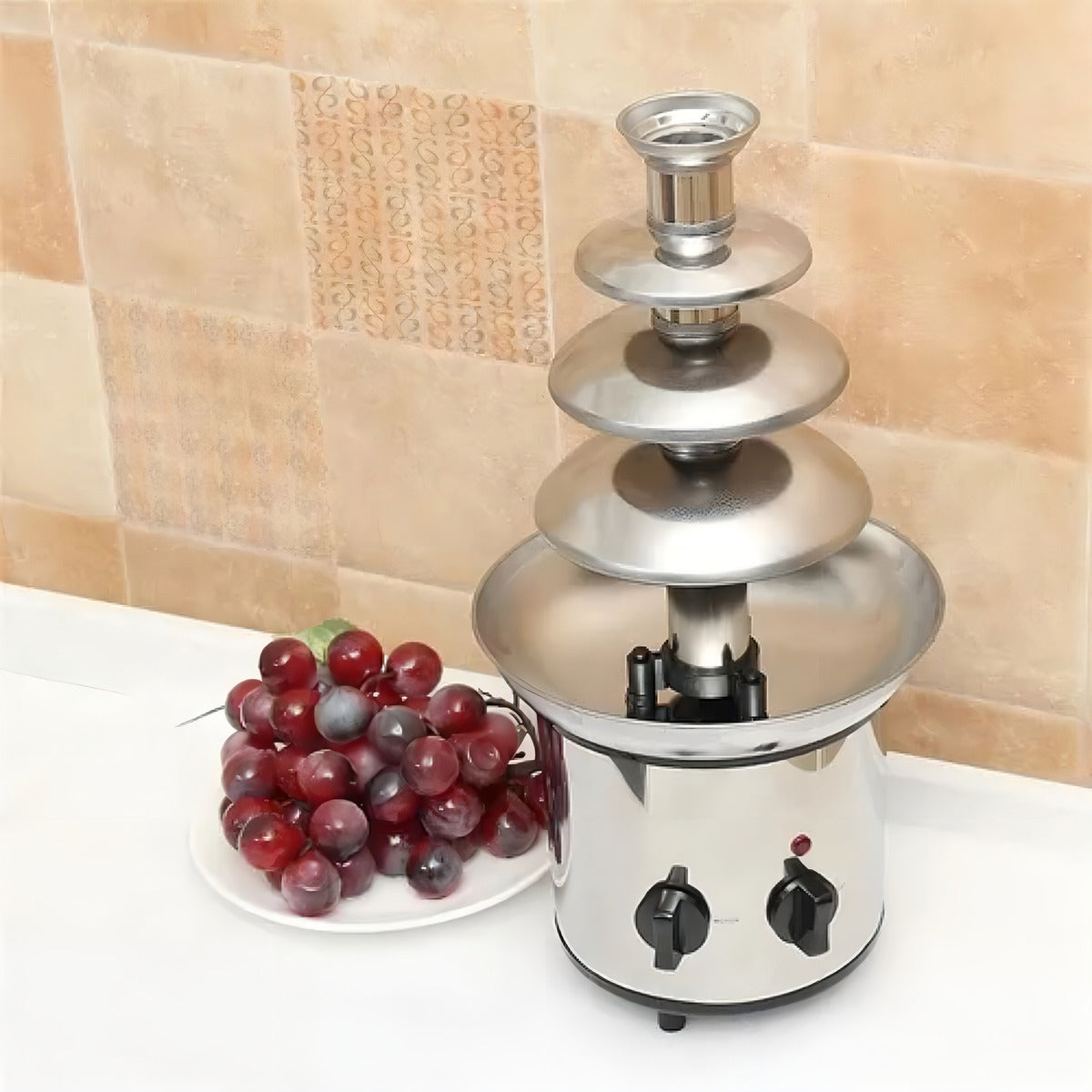Cascada Fuente Chocolate Fondue 4 Niveles Acero Inoxidable Color Plateado