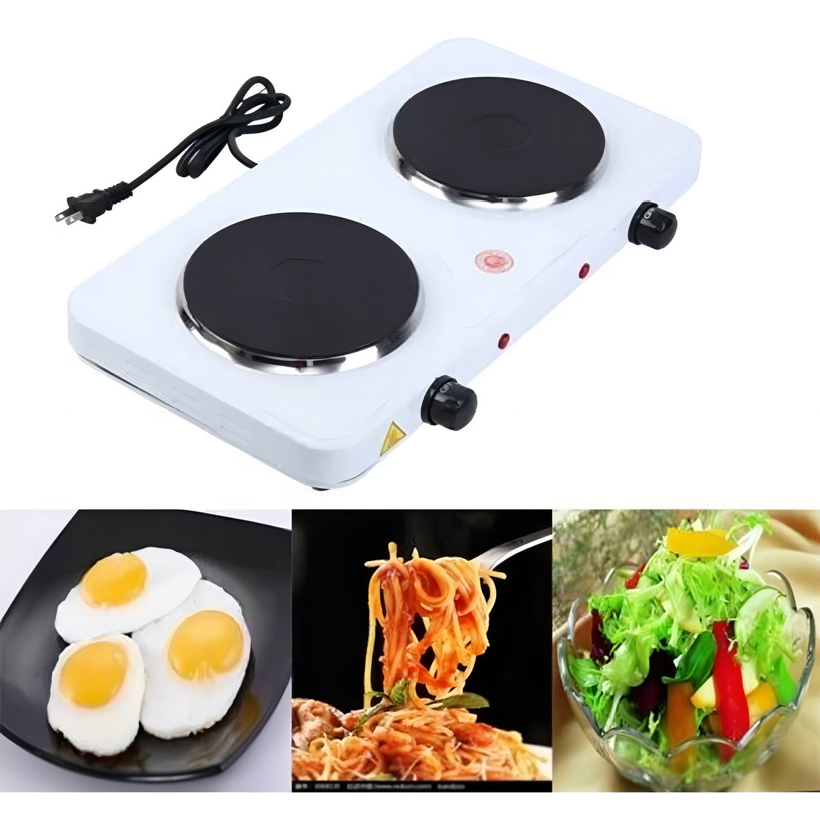 Encimera con alimentación eléctrica - Hot Plate JX-200A 220V color blanco - 2 hornallas