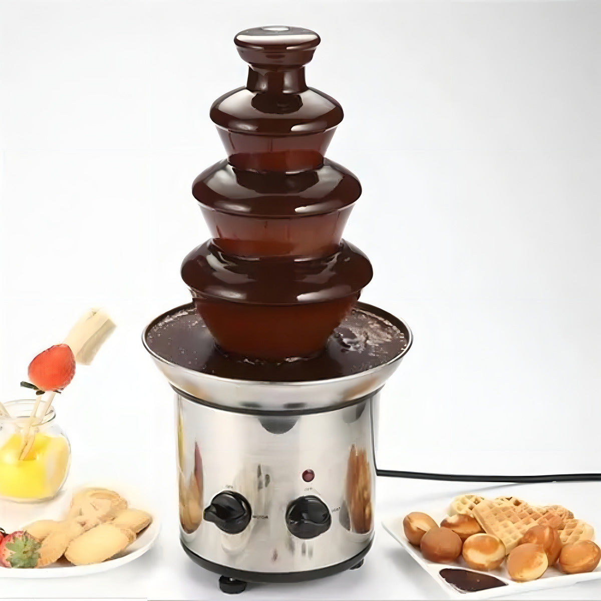 Cascada Fuente Chocolate Fondue 4 Niveles Acero Inoxidable Color Plateado