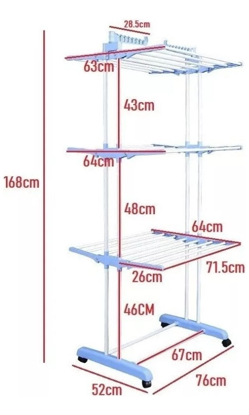 Tendedero Organizador Colgador Ropa Plegable 3 Niveles