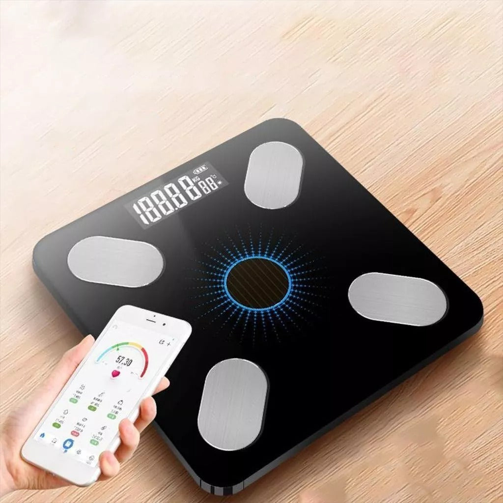 Pesa Balanza Digital De Baño Inteligente Bluetooth App Color Negro