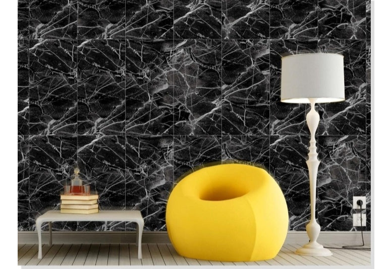 Lámina Adhesiva Pvc Pack10 Efecto Cerámica Mármol,negra Gris