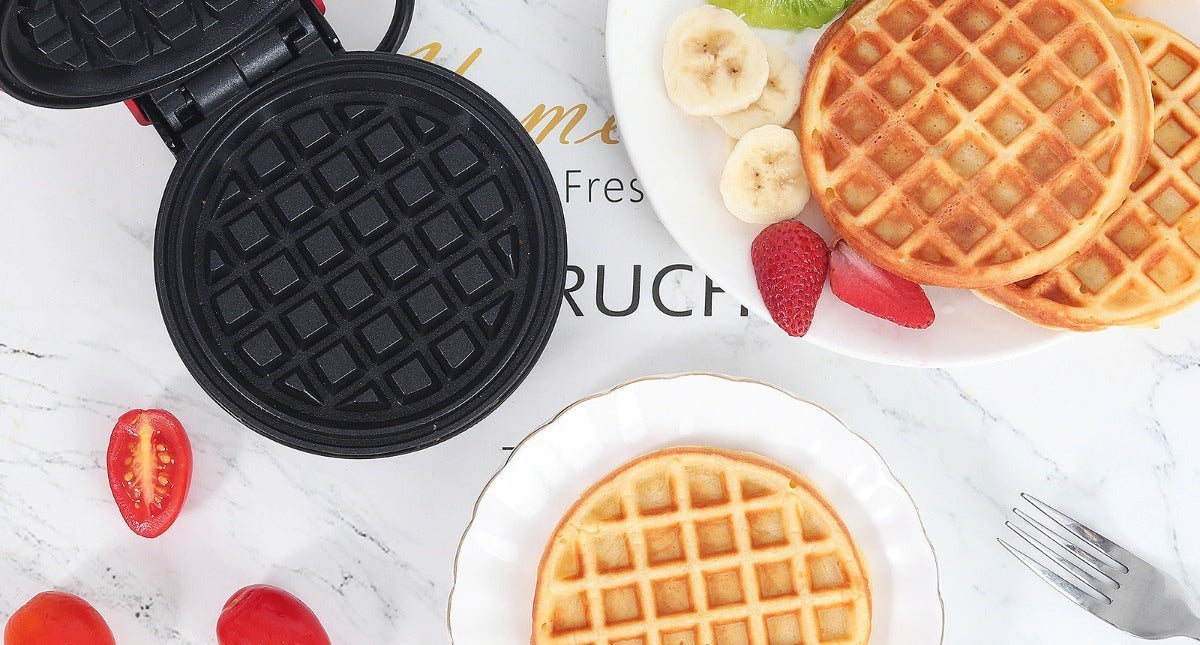 Mini Wafflera Eléctrica Antiadherente Portatil Redonda