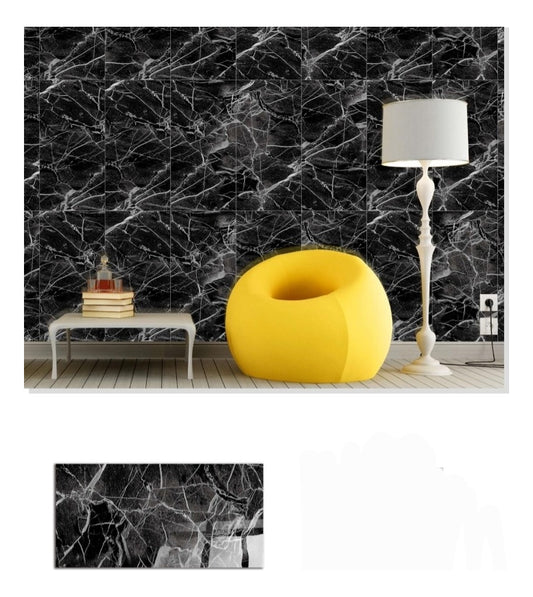 Lámina Adhesiva Pvc Pack10 Efecto Cerámica Mármol,negra Gris