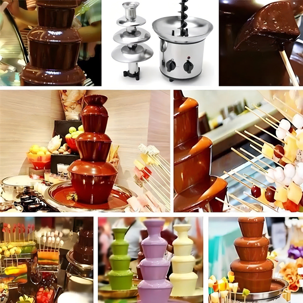 Cascada Fuente Chocolate Fondue 4 Niveles Acero Inoxidable Color Plateado