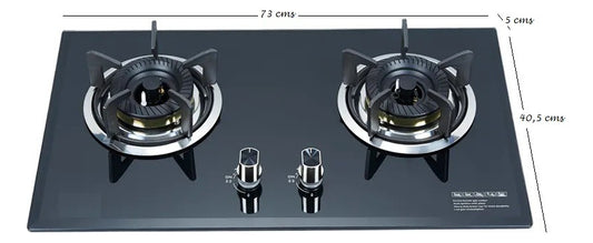 Encimera a gas 2 platos cocina tope de vidrio con chispero
