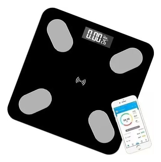 Pesa Balanza Digital De Baño Inteligente Bluetooth App Color Negro