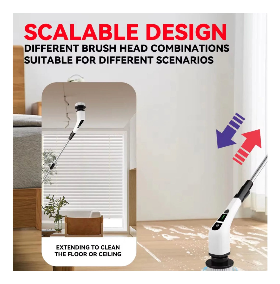 Cepillo De Limpieza Eléctrico, Inalámbrico, Baño Recargable