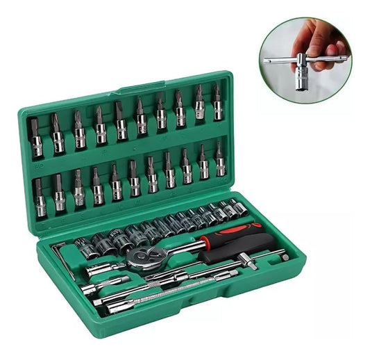 Set 46 Herramientas Piezas Para Automovil Caja Dados