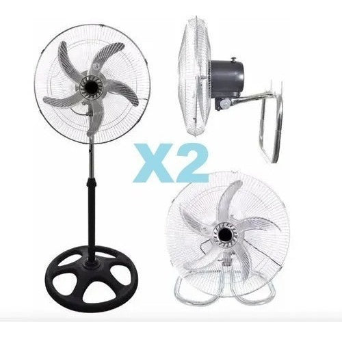 Pack 2 Ventilador Industrial Metalico Alta Potencia 3 En 1