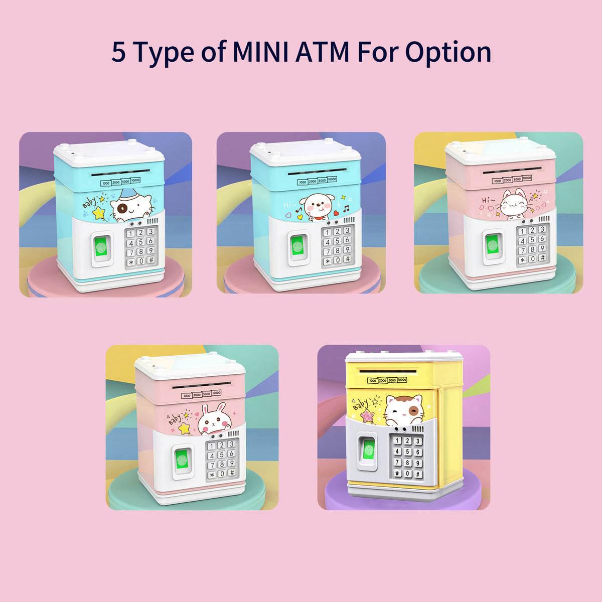 Mini Atm Piggy Bank With Password & Fingerprint For  Gifts
