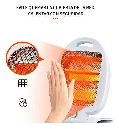 Estufa Calefactor Cuarzo 800w Sistema Seguridad Bajo Consumo