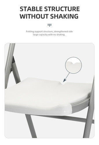 Silla de jardín KICMX Silla plegable de plastico KIC-CH56 color blanco 6 cuerpos 84cm x 46cm x 56cm - pack de 6 unidades