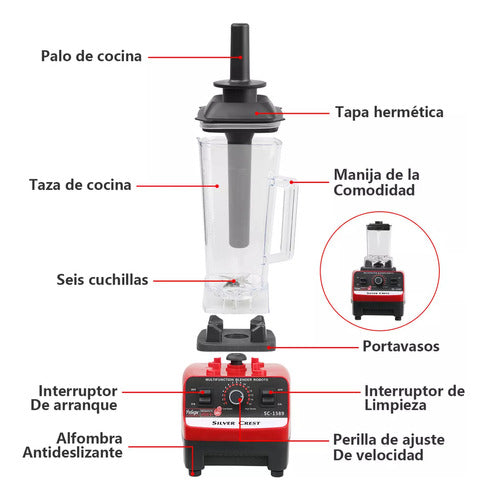Licuadora Industrial Professional Blender Sc-1589 2 L