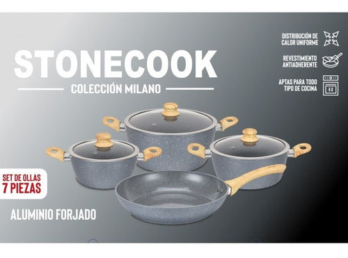 Juego De Bateria Stonecook Milano 7 Piezas