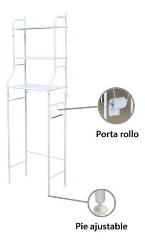 Mueble Organizador 3 Estantes De Metal Ideal Sobre Inodoro Color Blanco