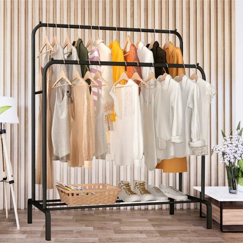 Perchero Metálico Doble Barra Closet Exhibición Organizador