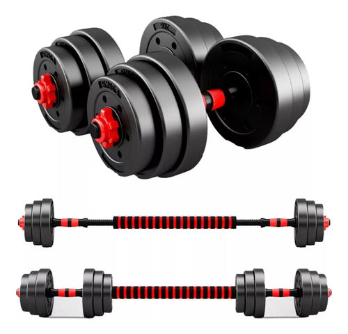 Set De Mancuernas Unibles De 20kg Con Barra De Extensión.