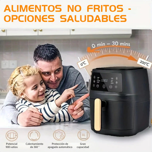 Freidora De Aire Sin Aceite 8 Litros Electrica Color Negro