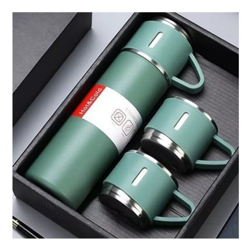 Set Termos Para Agua Caliente Termo Cafe + 3 Tazas 500 Ml