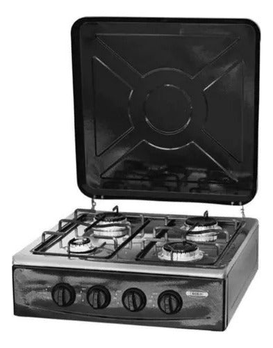 Cocina A Gas Encimera 4 Platos 4 Quemadores Portátil Hogar Color Negro