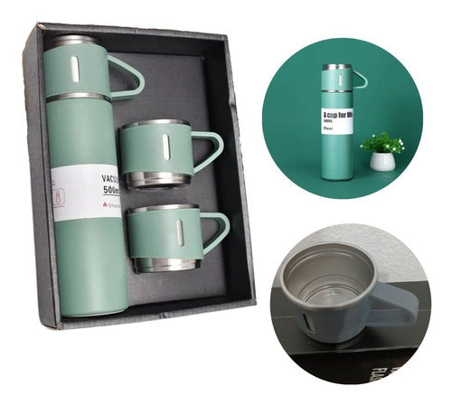 Set Termos Para Agua Caliente Termo Cafe + 3 Tazas 500 Ml