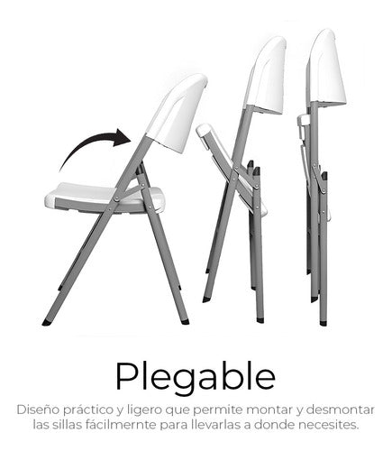 Silla de jardín KICMX Silla plegable de plastico KIC-CH56 color blanco 6 cuerpos 84cm x 46cm x 56cm - pack de 6 unidades