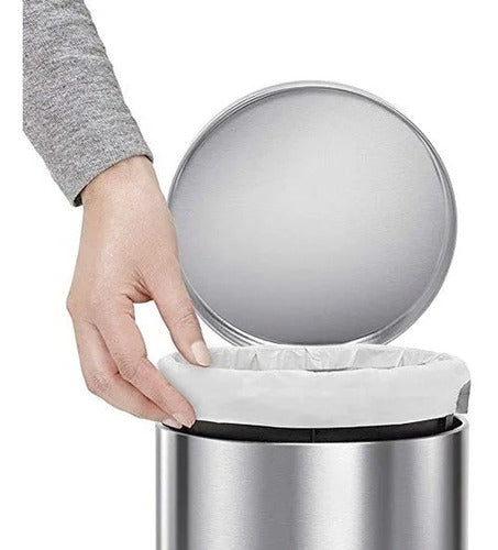 Tacho Basura Cesto Residuos 20 Litros Pedal Acero Inoxidable Color Plateado