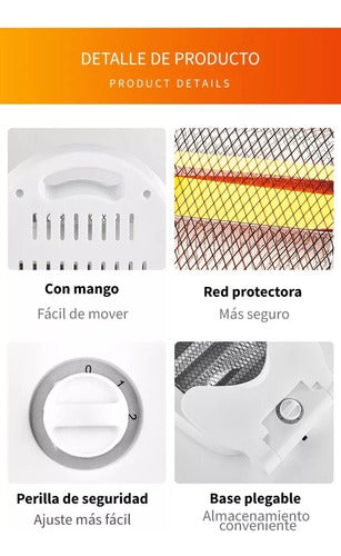 Estufa Calefactor Cuarzo 800w Sistema Seguridad Bajo Consumo