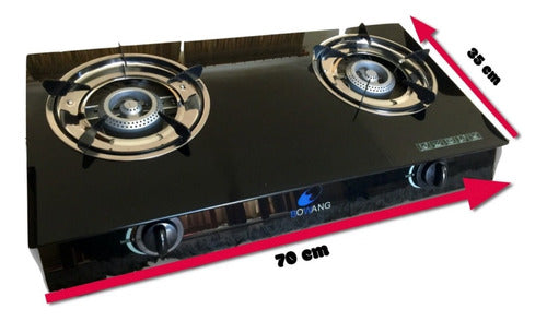 Cocina Encimera A Gas 2 Quemadores Vidrio Templado En. Elect