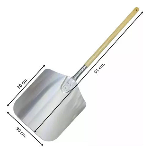 Pala Para Pizza De Aluminio Con Mango De Madera