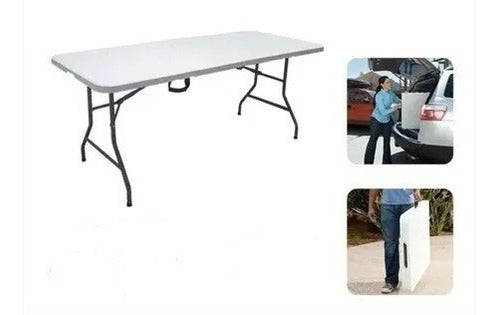 Mesa Plegable Tipo Maleta 180cm, Arma Fácil, Blanca