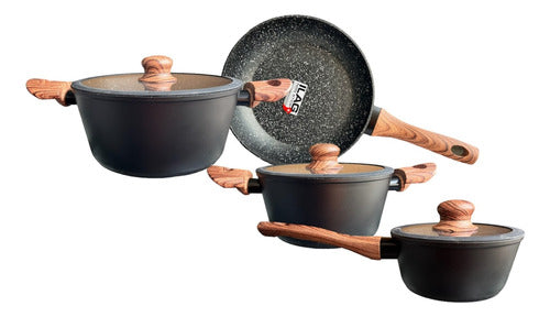 Set De Ollas Antiadherente Granito Marca Keep 7 Pcs