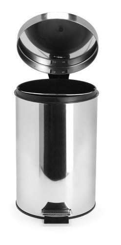 Tacho Basura Cesto Residuos 20 Litros Pedal Acero Inoxidable Color Plateado