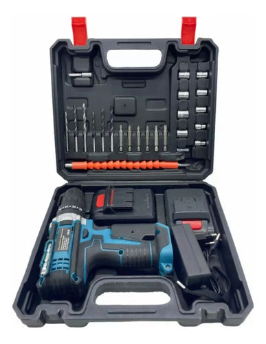 Taladro Percutor Inalambrico 2 Baterías Maleta Y Accesorios