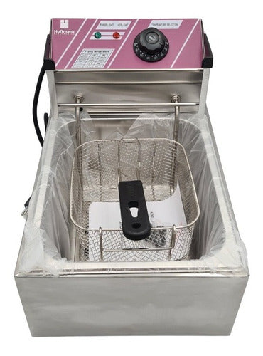 Freidora Eléctrica De Aceite Hoffmans Hm-88-1 Acero Inoxi.