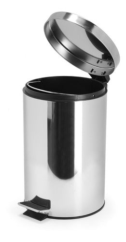 Tacho Basura Cesto Residuos 20 Litros Pedal Acero Inoxidable Color Plateado