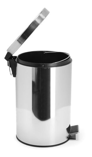 Tacho Basura Cesto Residuos 20 Litros Pedal Acero Inoxidable Color Plateado