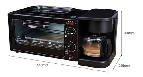 Máquina Para Hacer Desayuno 3 En 1 Horno Cafetera Sarten