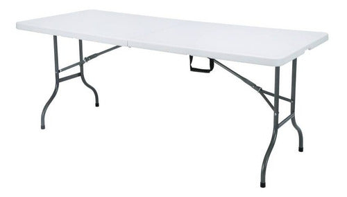 Mesa Plegable Tipo Maleta 180cm, Arma Fácil, Blanca
