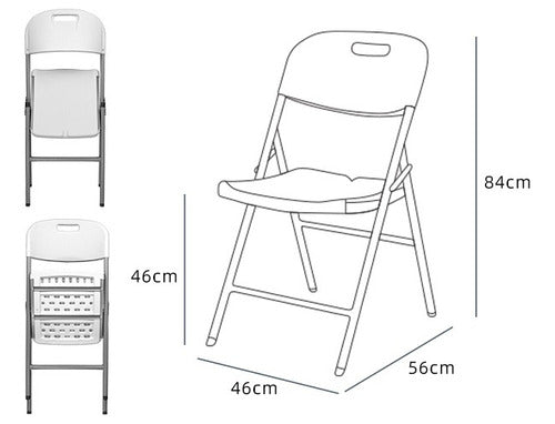 Silla de jardín KICMX Silla plegable de plastico KIC-CH56 color blanco 6 cuerpos 84cm x 46cm x 56cm - pack de 6 unidades