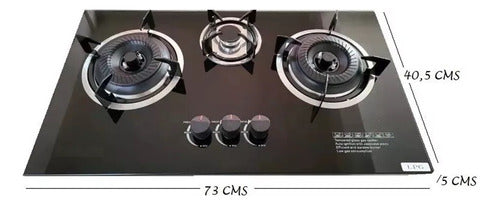 Cocina Encimera A Gas Tope Vidrio 3 Platos Con Chispero