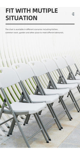 Silla de jardín KICMX Silla plegable de plastico KIC-CH56 color blanco 6 cuerpos 84cm x 46cm x 56cm - pack de 6 unidades