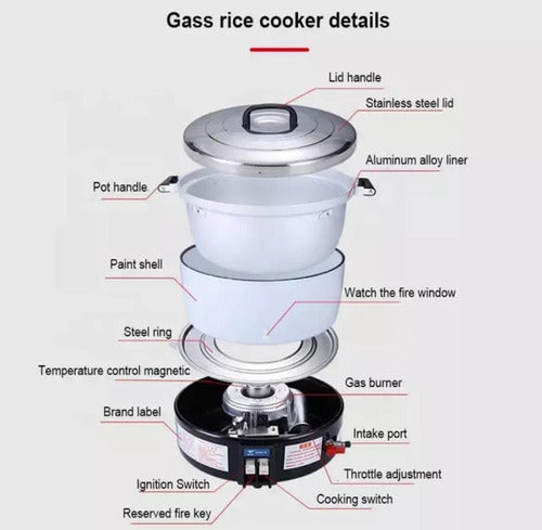 Olla Arrocera A Gas Songyi 15l Para 80 Personas (10kg Arroz)