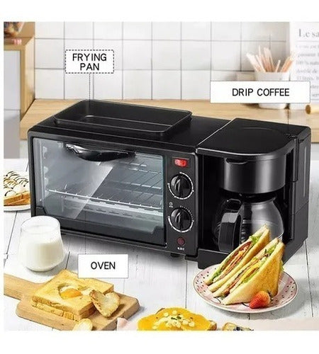 Máquina Para Hacer Desayuno 3 En 1 Horno Cafetera Sarten