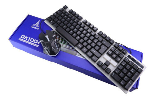 Combo Teclado Y Mouse  Usb Retroiluminado Consmo Gk100+ Color Del Teclado Negro Color Del Mouse Negro