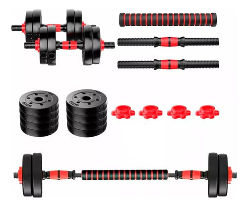 Set De Mancuernas Unibles De 20kg Con Barra De Extensión.