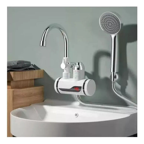 Grifo Llave Agua Caliente Electrica Con Ducha